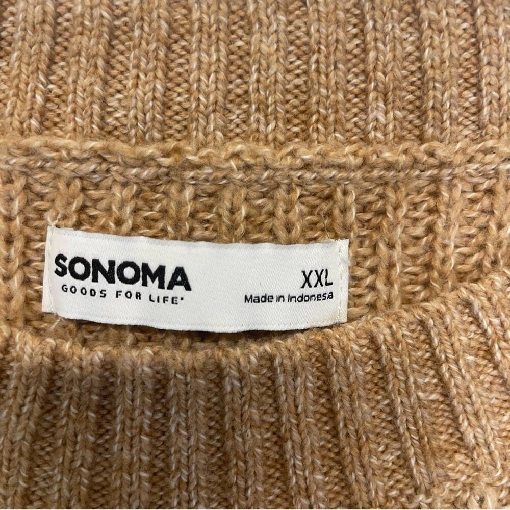 Sonoma Womens XXL Chunky Knit Sweater Tan Diamond Stitch Oversized Crewneck - Picture 4 of 7